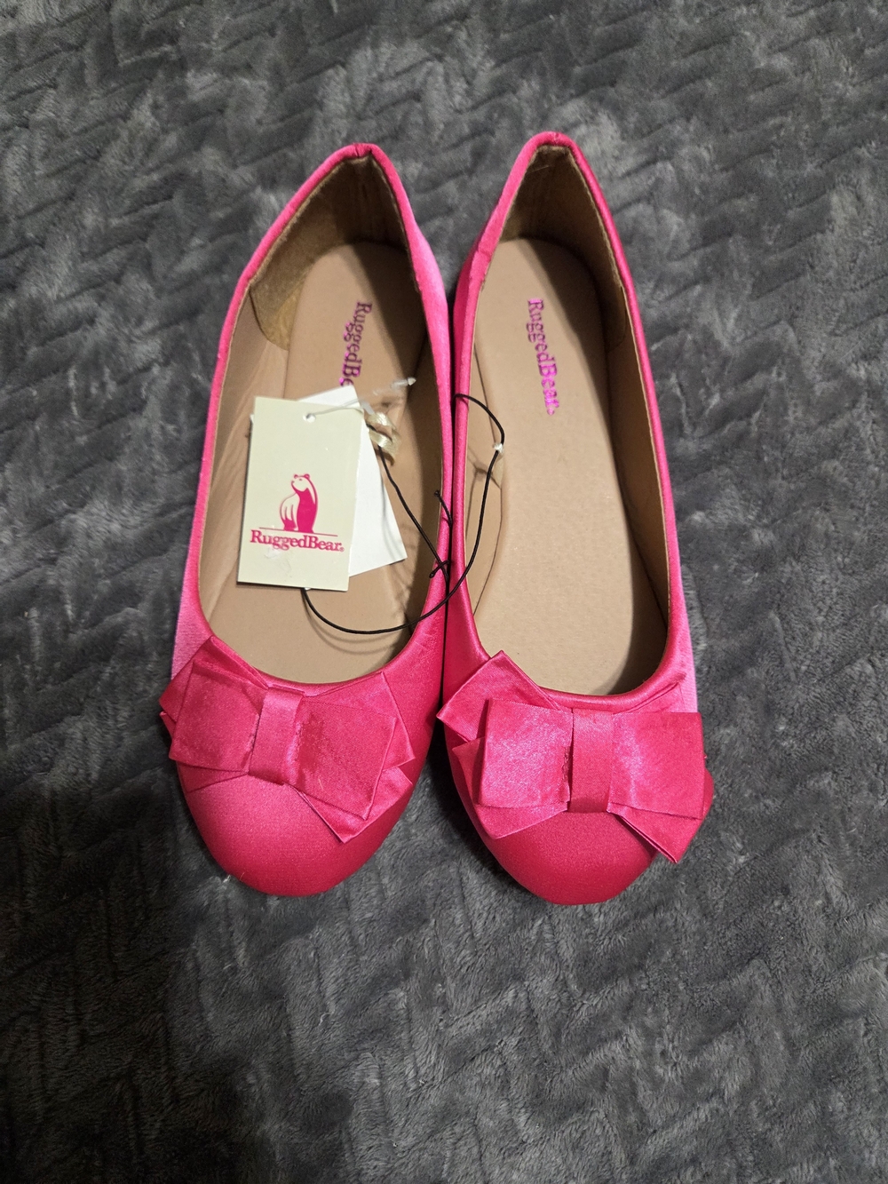 Girls' Bright Pink Bow Ballet Flats